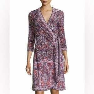 BCBGMaxazria Women’s Adele Floral Wrap Dress 3/4 Sleeve Size S